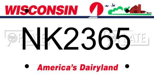 NK2365 Wisconsin License Plate