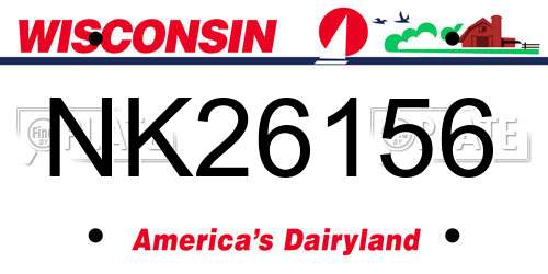 NK26156 Wisconsin License Plate