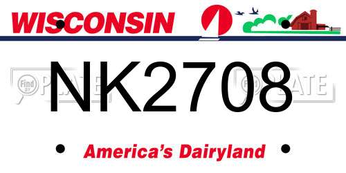 NK2708 Wisconsin License Plate