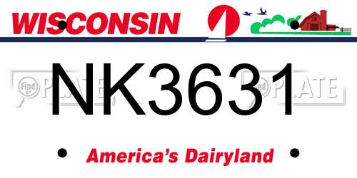 NK3631 Wisconsin License Plate