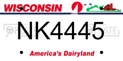 NK4445 Wisconsin License Plate