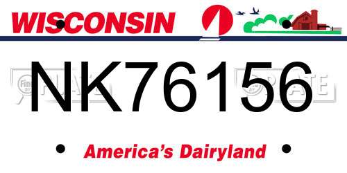 NK76156 Wisconsin License Plate