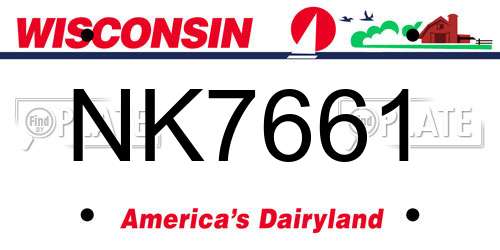 NK7661 Wisconsin License Plate