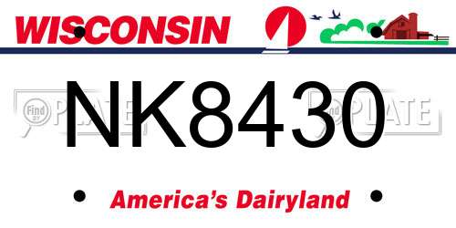 NK8430 Wisconsin License Plate