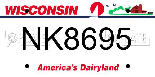 NK8695 Wisconsin License Plate