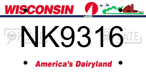 NK9316 Wisconsin License Plate