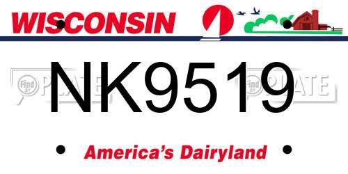 NK9519 Wisconsin License Plate