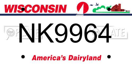 NK9964 Wisconsin License Plate