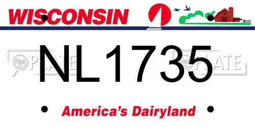 NL1735 Wisconsin License Plate