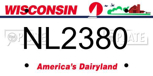 NL2380 Wisconsin License Plate