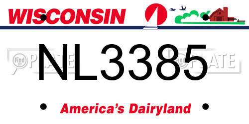NL3385 Wisconsin License Plate