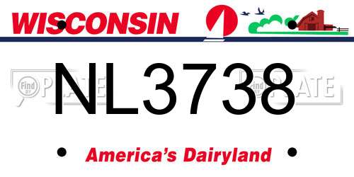 NL3738 Wisconsin License Plate