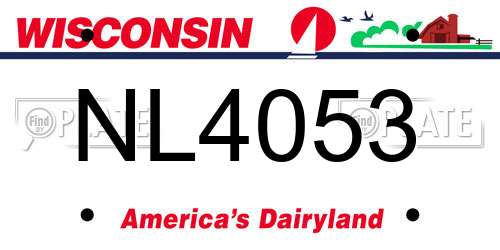 NL4053 Wisconsin License Plate