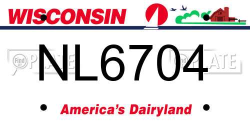 NL6704 Wisconsin License Plate