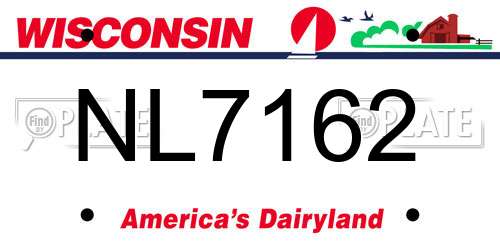 NL7162 Wisconsin License Plate