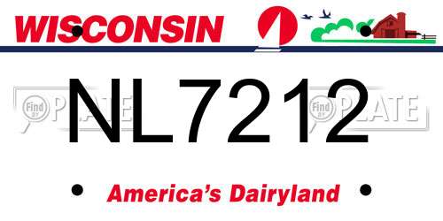 NL7212 Wisconsin License Plate