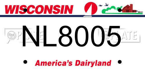 NL8005 Wisconsin License Plate