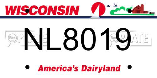 NL8019 Wisconsin License Plate