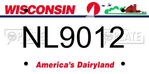 NL9012 Wisconsin License Plate