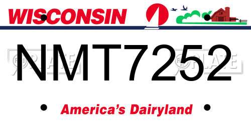 NMT7252 Wisconsin License Plate