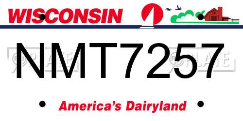 NMT7257 Wisconsin License Plate