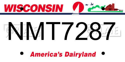 NMT7287 Wisconsin License Plate
