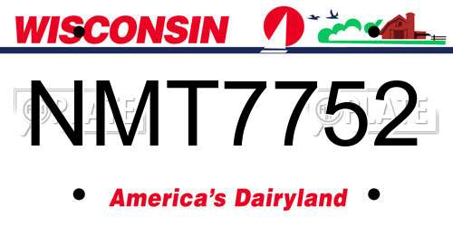 NMT7752 Wisconsin License Plate