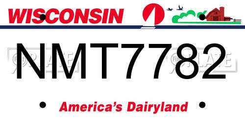 NMT7782 Wisconsin License Plate