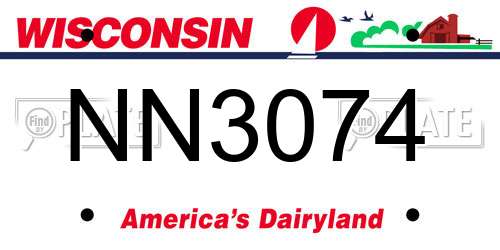 NN3074 Wisconsin License Plate