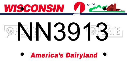 NN3913 Wisconsin License Plate
