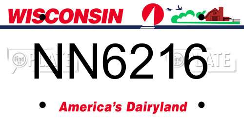 NN6216 Wisconsin License Plate