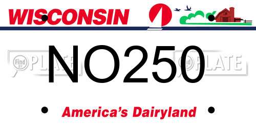 NO250 Wisconsin License Plate