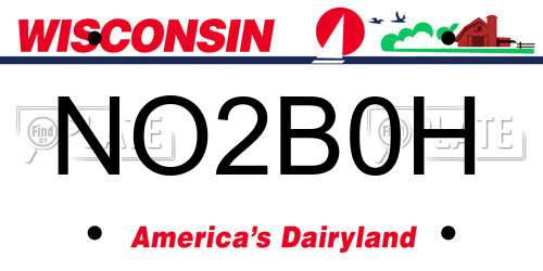 NO2B0H Wisconsin License Plate