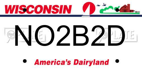 NO2B2D Wisconsin License Plate
