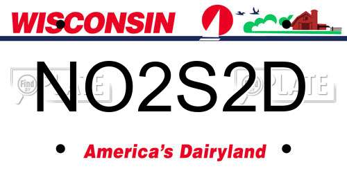 NO2S2D Wisconsin License Plate