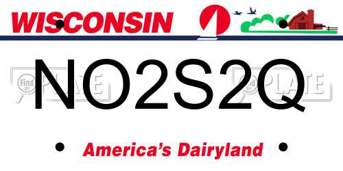 NO2S2Q Wisconsin License Plate