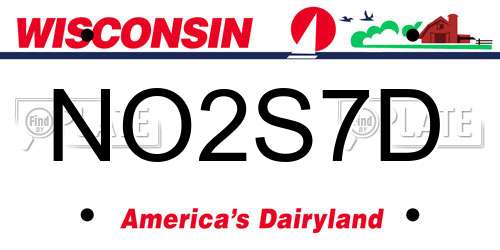 NO2S7D Wisconsin License Plate
