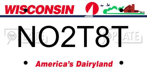 NO2T8T Wisconsin License Plate
