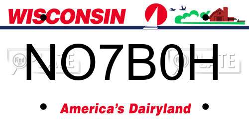 NO7B0H Wisconsin License Plate