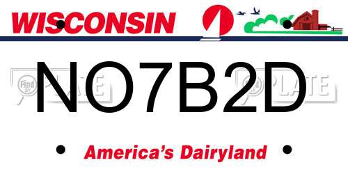 NO7B2D Wisconsin License Plate