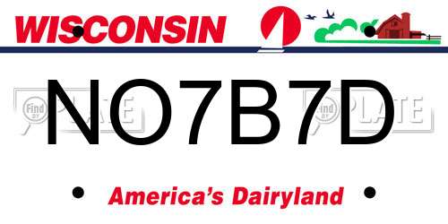 NO7B7D Wisconsin License Plate