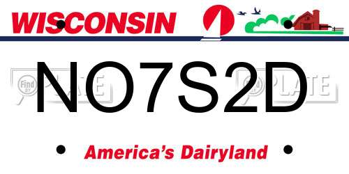 NO7S2D Wisconsin License Plate