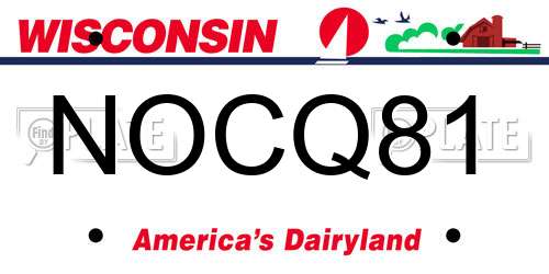NOCQ81 Wisconsin License Plate