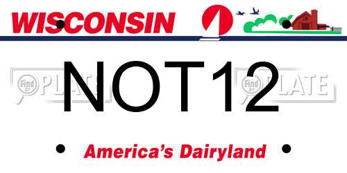 NOT12 Wisconsin License Plate