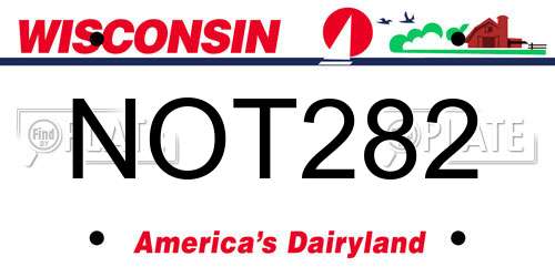 NOT282 Wisconsin License Plate