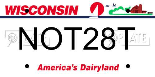 NOT28T Wisconsin License Plate