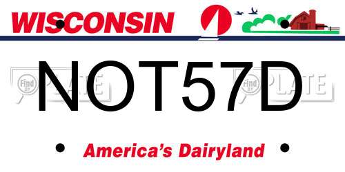 NOT57D Wisconsin License Plate