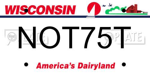NOT75T Wisconsin License Plate