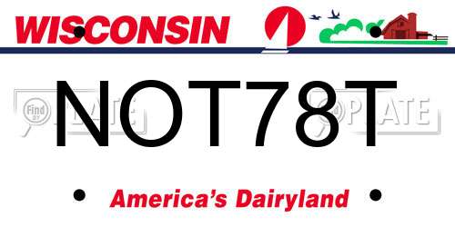 NOT78T Wisconsin License Plate
