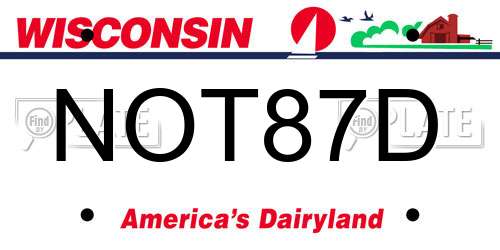 NOT87D Wisconsin License Plate